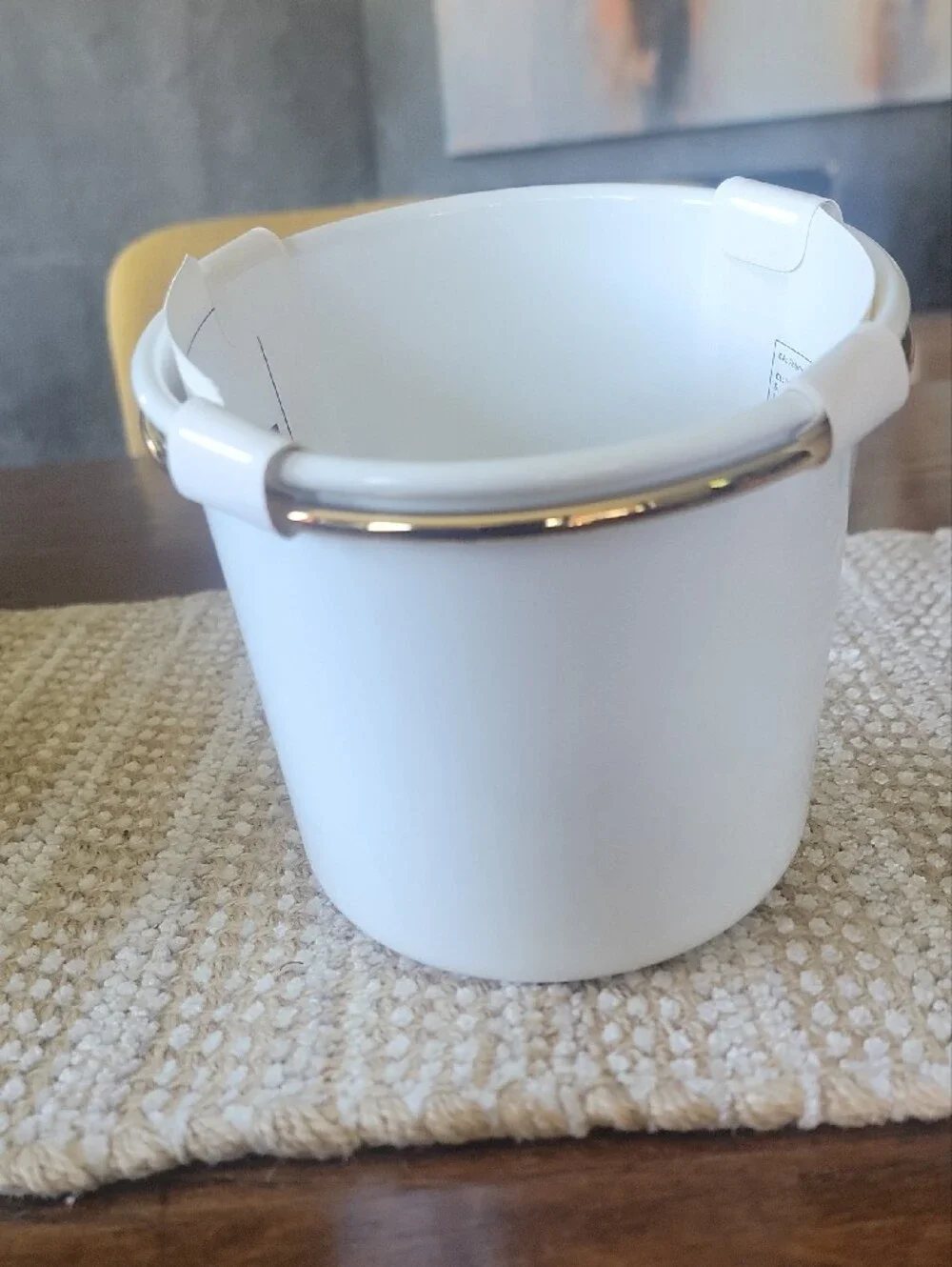 IKEA White Metal Sink/Utensil Holder with Chrome Handle